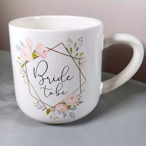 Coco & Lola Bride To Be Mug Cup 18 Oz Ceramic White Floral Gold Black